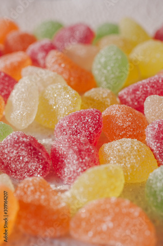 Colorful fruity jelly candies as background. 