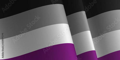 Waving flag of Asexual. LGBT, LGBTQ, LGBTQ+ Template, banner, background. Month pride. Symbol, illustration. 
