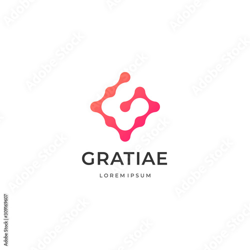 Abstract tech logo. Letter G logotype. Simple digital connection technology logo. Creative round flow shape modern icon for construction technology or logo template for digital communication concept.