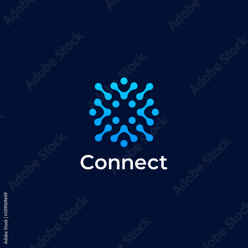 Abstract digital connection technology logo. Letter O logotype. Simple high tech design. Modern vector icon.