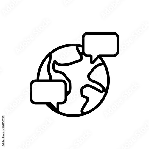 global communication icon vector. A thin line sign. Isolated contour symbol illustration