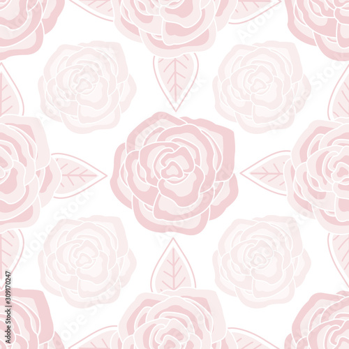 Vector Pastel Pink Roses Fowers Floral with Leaves on White. Background for textiles  cards  manufacturing  wallpapers  print  gift wrap and scrapbooking.