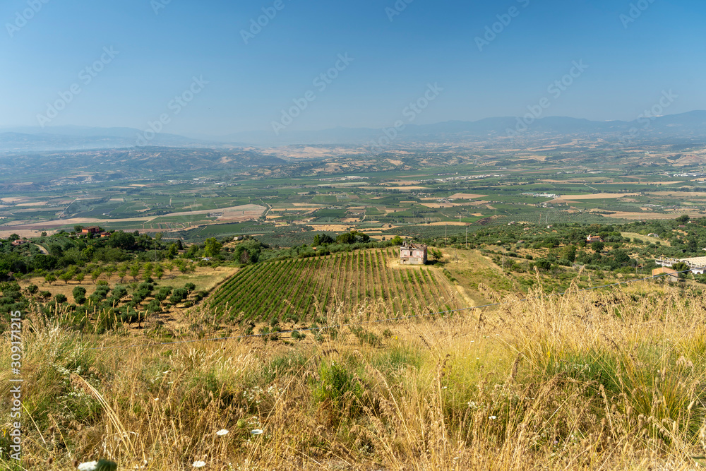 Naklejka premium Summer landscape in Calabria, Italy, near Castrovillari
