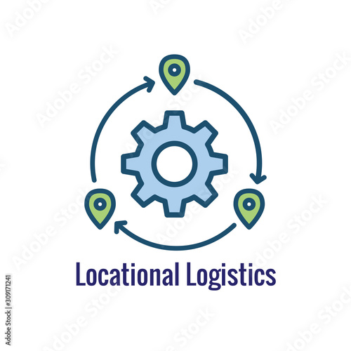 Logistics icon showing movement - one place to the next