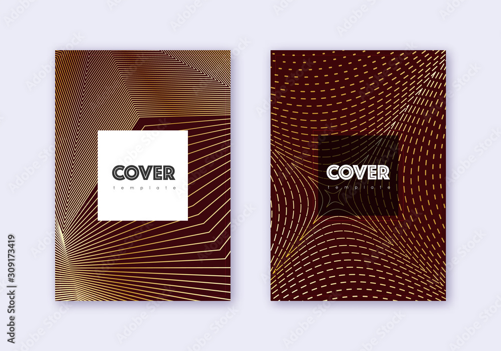 Hipster cover design template set. Gold abstract l Hipster cover design template set. Gold abstract l