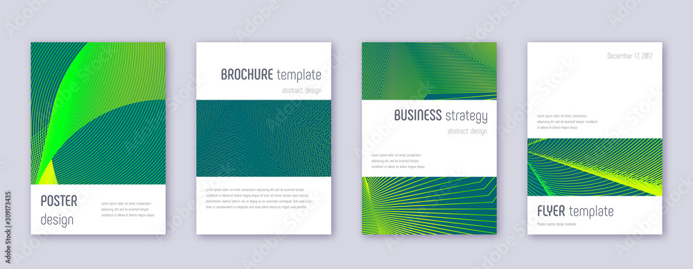 Minimalistic brochure design template set. Green a