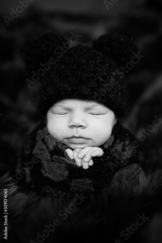 satisfied cute newborn baby sleeping