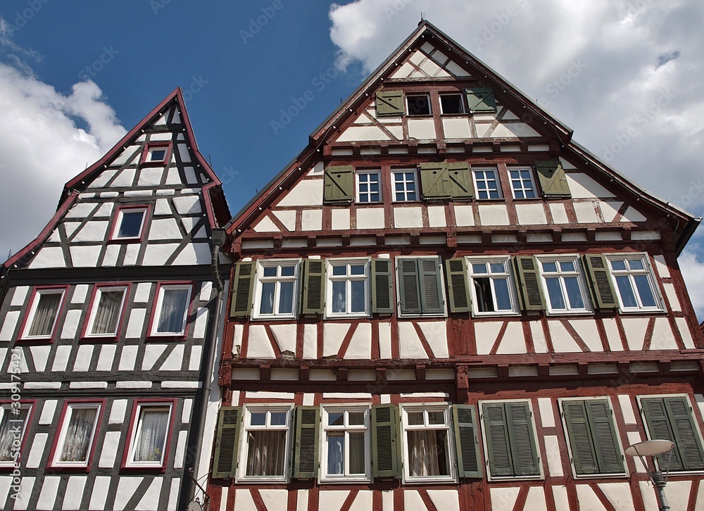 Half timbered houses st the market place in Stuttgart Leonberg in Germany