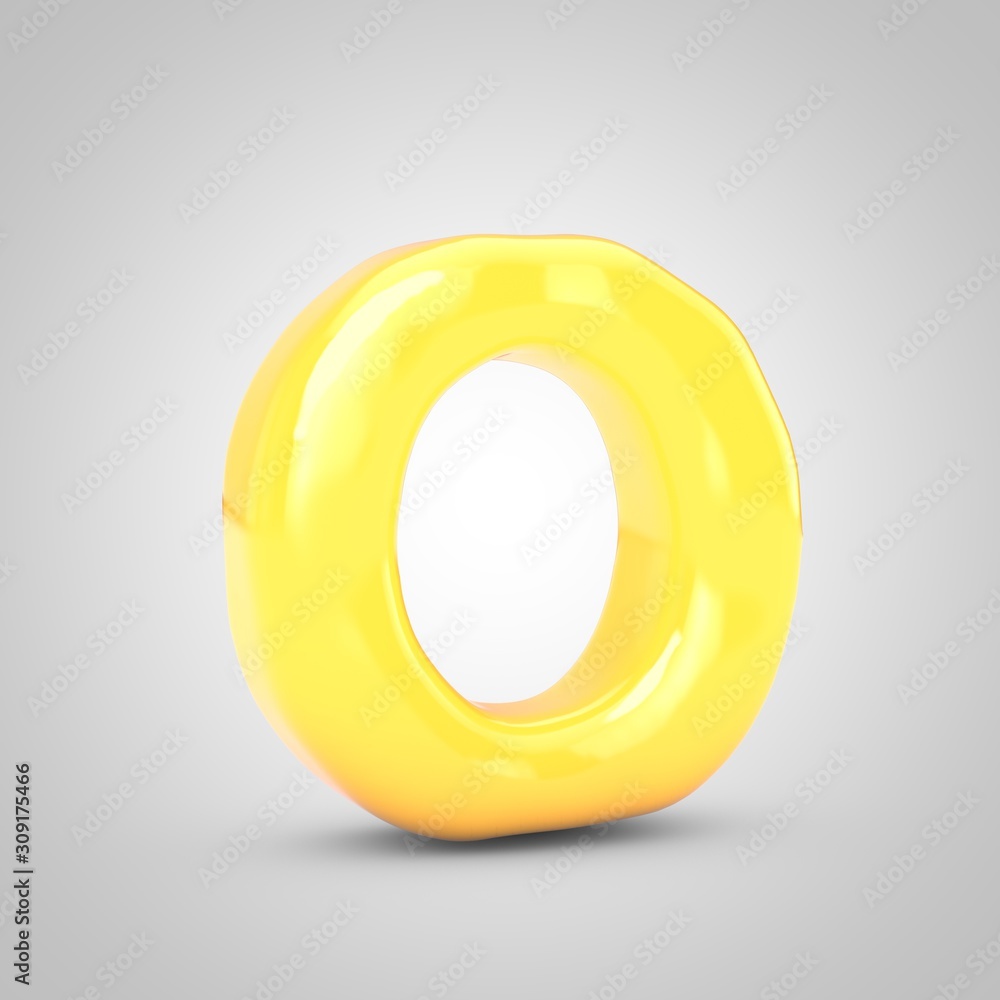 Yellow Fruit Bubble Gum letter O isolated on white background. Yellow Fruit Bubble Gum letter O isolated on white background.