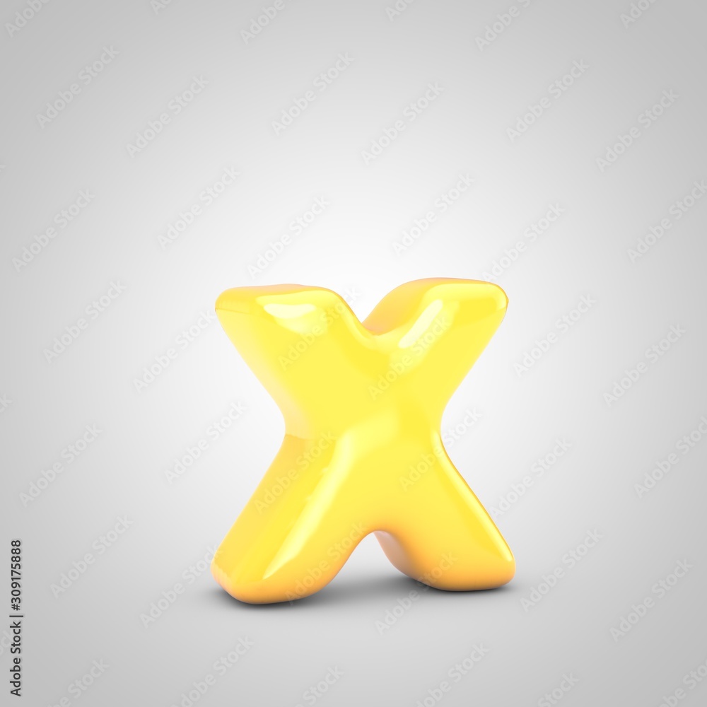 Yellow Fruit Bubble Gum letter X isolated on white background. Yellow Fruit Bubble Gum letter X isolated on white background.