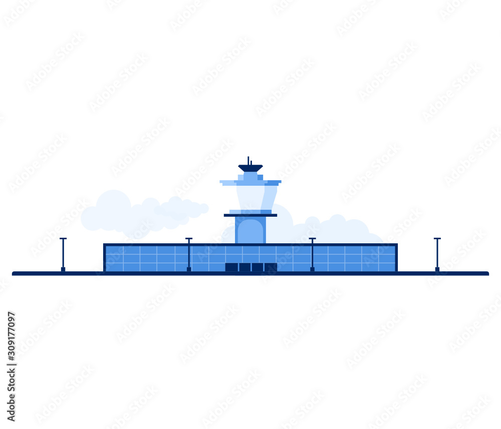 Modern airport illustration flat design for website Modern airport illustration flat design for website