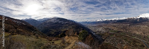 Autumnal panorama of Mount Noble and the Sion Valley, Canton of Valais, Switzerland © JK