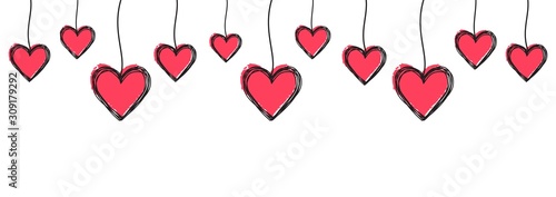 Tangled scribbled heart hanging on a string