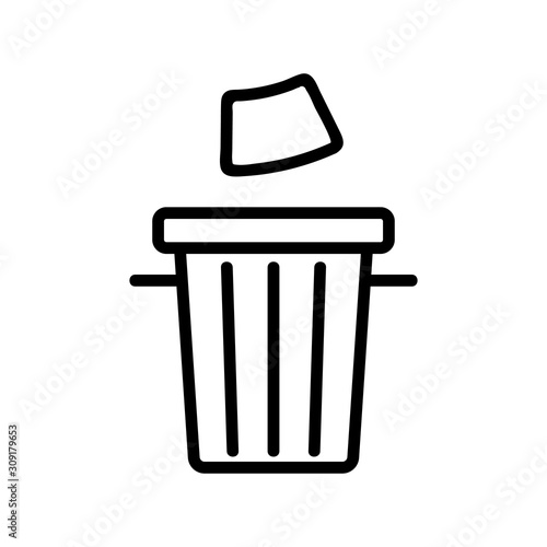 garbage urn icon vector. A thin line sign. Isolated contour symbol illustration photo