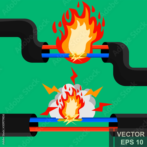 Short circuit. Electricity. The wire. Fire. For your design.