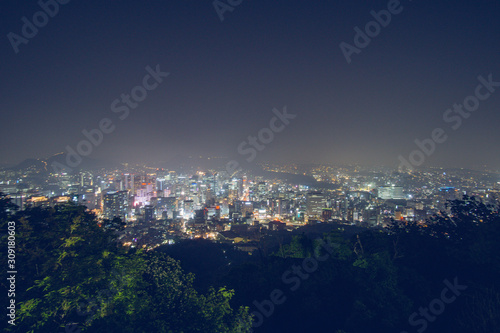 Night view of downtown of Seoul  South Korea. 
