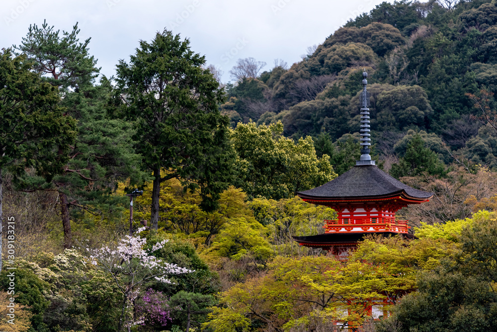 Koyasu pagoda at Kiyomizu-dera Temple area in the sakura season, Kyoto. Japan Koyasu pagoda at Kiyomizu-dera Temple area in the sakura season, Kyoto. Japan