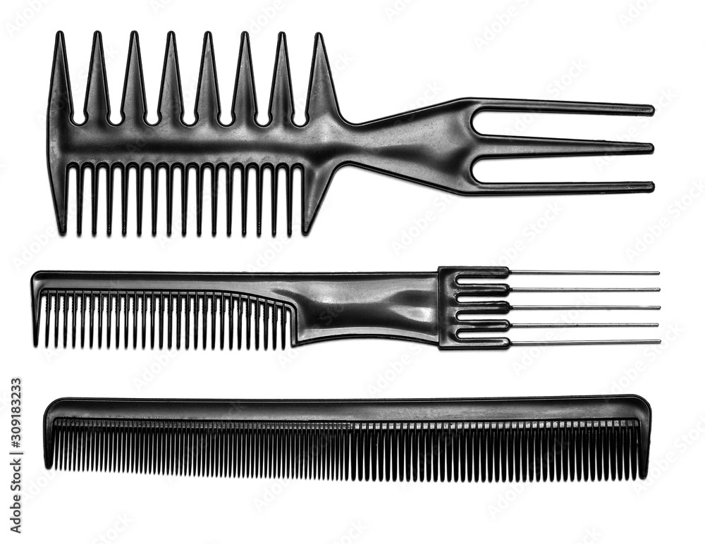 Black hair combs isolated on a white background Black hair combs isolated on a white background