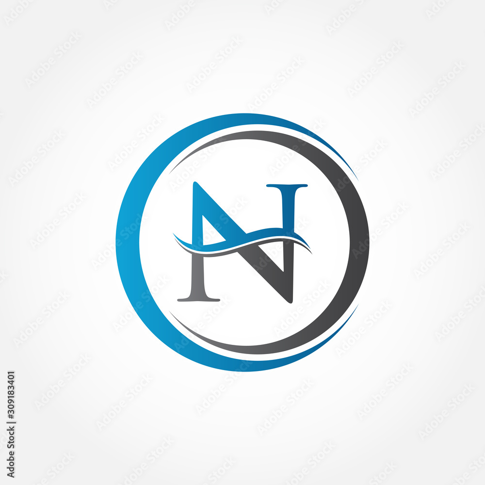 Circle Letter N Logo With Creative Modern Business Typography Vector ...
