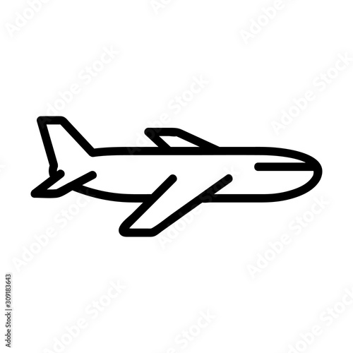 plane icon vector. A thin line sign. Isolated contour symbol illustration photo