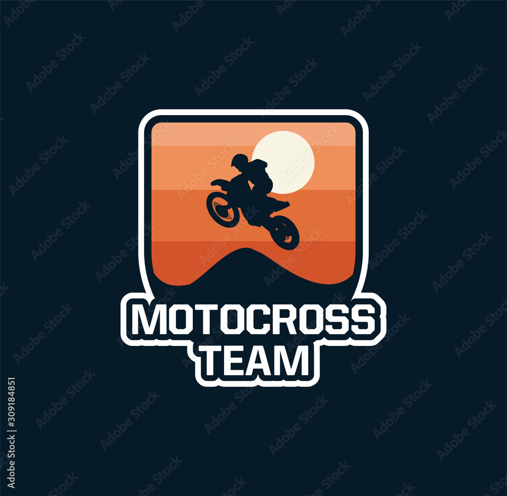 emblem badge motocross jump logo sticker patch vector design