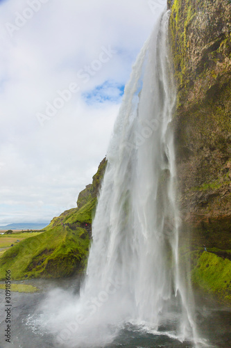View on Seljalandsfoss waterfall in southern Iceland