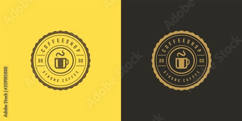 Coffee or tea shop logo template vector illustration with bean silhouette good for cafe badge design and menu decoration
