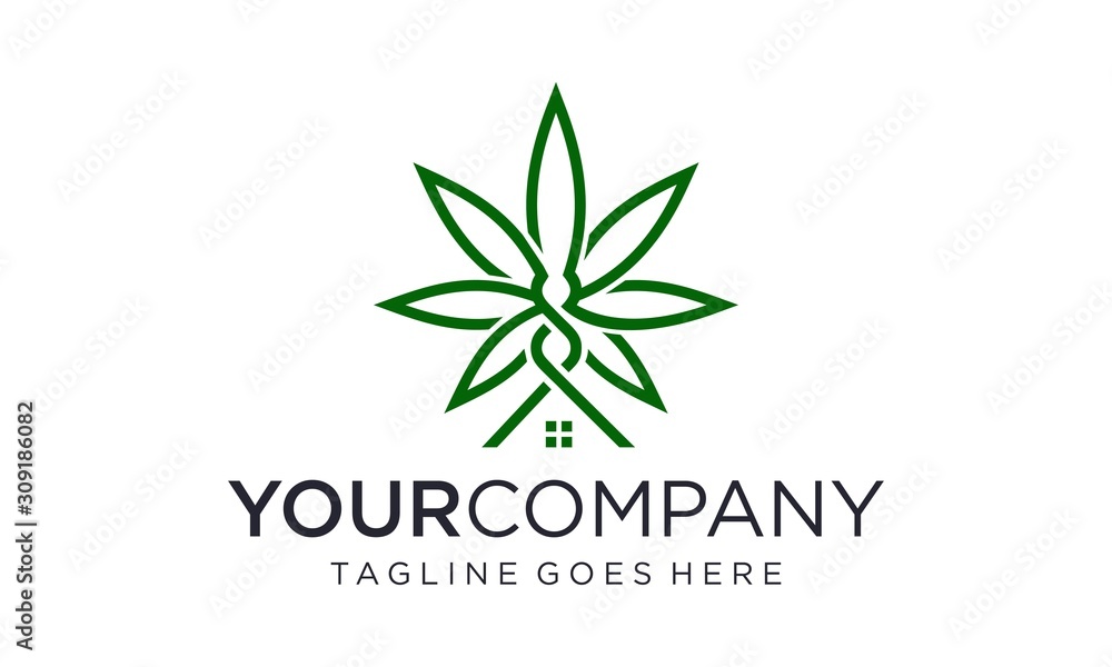 Cannabis home logo design vector on white background