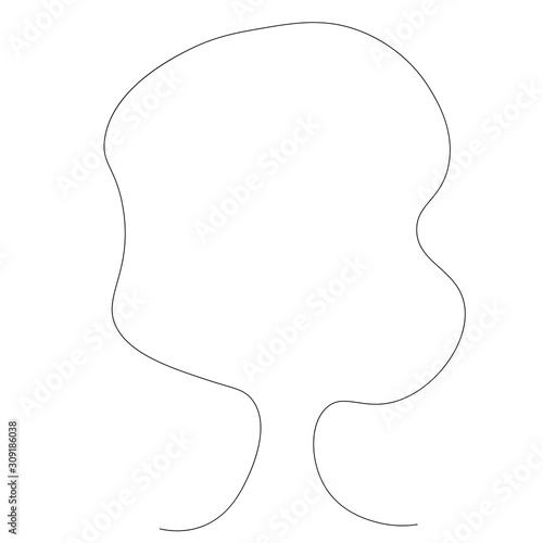Tree one line drawing on white background, vector illustration