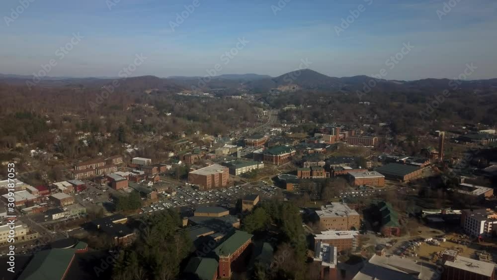 Aerial Push into Boone North Carolina and Appalachian State University Aerial Push into Boone North Carolina and Appalachian State University