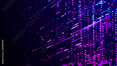 Digital technology abstract background. Big data visualization. 3D rendering.