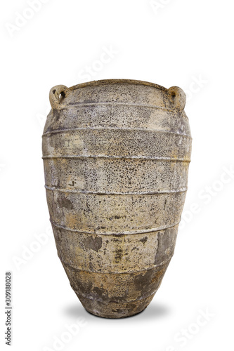 Antique vases or old vases that are isolated on a white background that separates objects. There are Clipping Paths for the designs and decoration 