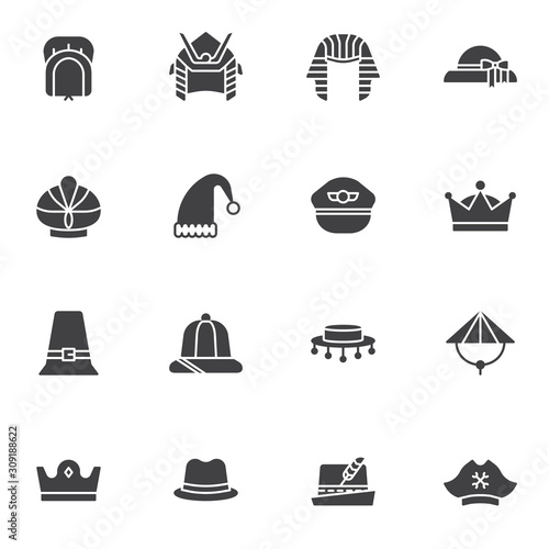 Carnival party headgear icon, set, collection, pack, line, stroke, outline, linear, vector, elements, logo, pictogram flat symbol sign web illustration pixel perfect simple editable graphics