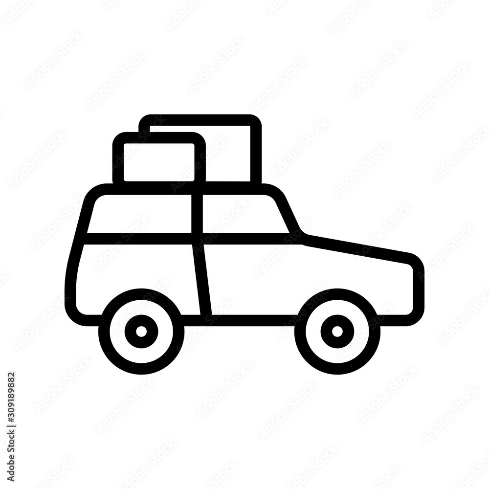 Car icon vector. A thin line sign. Isolated contour symbol illustration