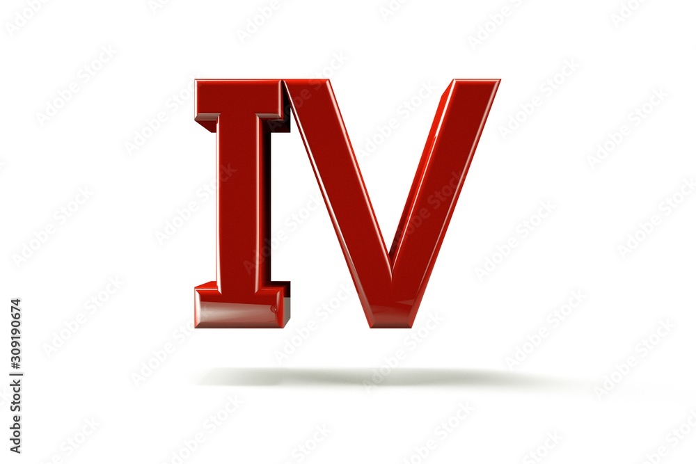 3D illustration number with white background,number 4 3D illustration number with white background,number 4