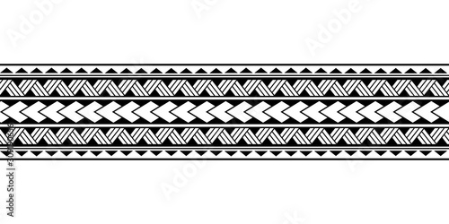 Maori polynesian tattoo bracelet. Tribal sleeve seamless pattern vector. Samoan border tattoo design fore arm or foot. Armband tattoo tribal. band fabric seamless ornament isolated on white background photo