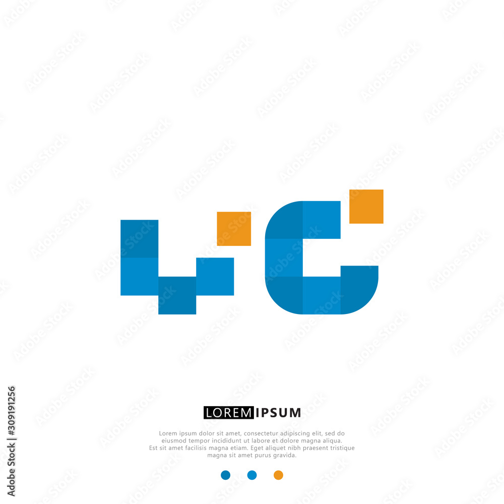 WC W C Logo Monogram with Blue and yellow Colors. modern letter logo design WC W C Logo Monogram with Blue and yellow Colors. modern letter logo design