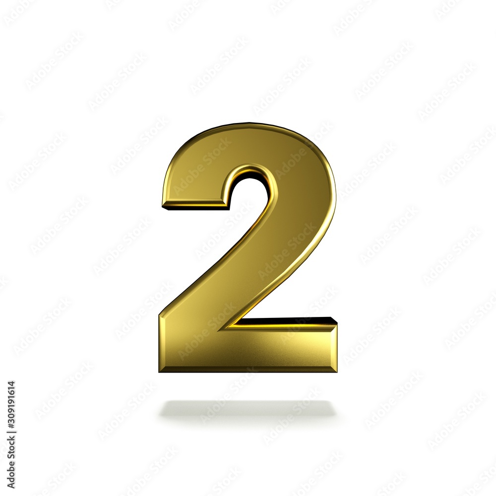 3D illustration number with white background,number 2 3D illustration number with white background,number 2
