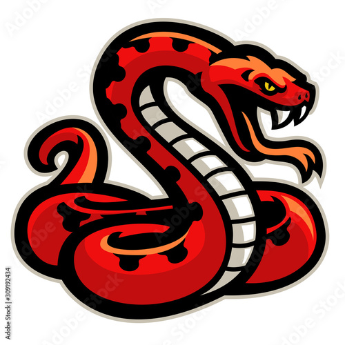 red snake mascot ready to attack