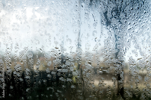 Raindops in a window glass