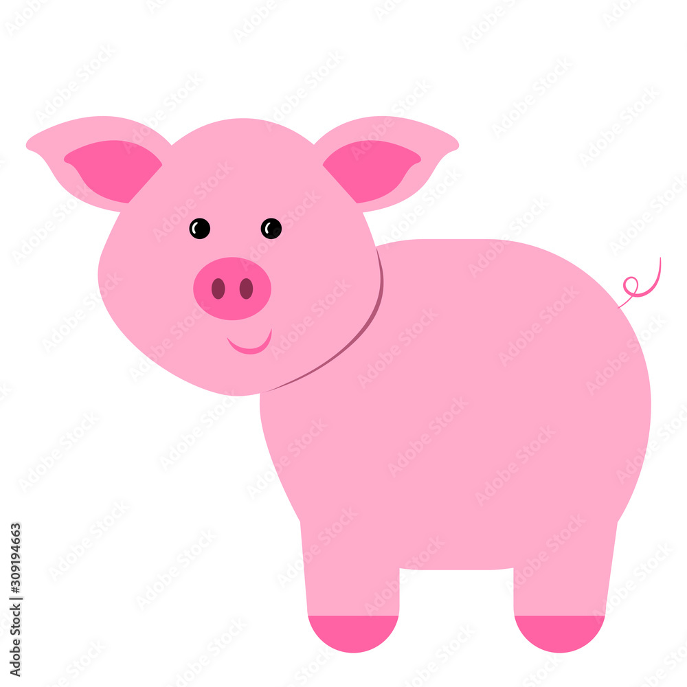Cartoon little pig. Vector illustration on a white background. A drawing for children. Cartoon little pig. Vector illustration on a white background. A drawing for children.