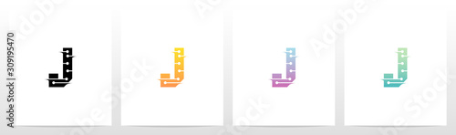 Horizontal Lines With Dots On Letter Logo Design J
