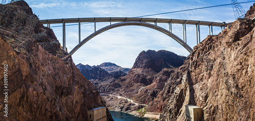 The Mike O’Callagham – Pat Tillman Memorial Bridge spanning the Colorado River by the Hoover Dam.
