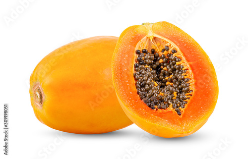 ripe papaya isolated on white