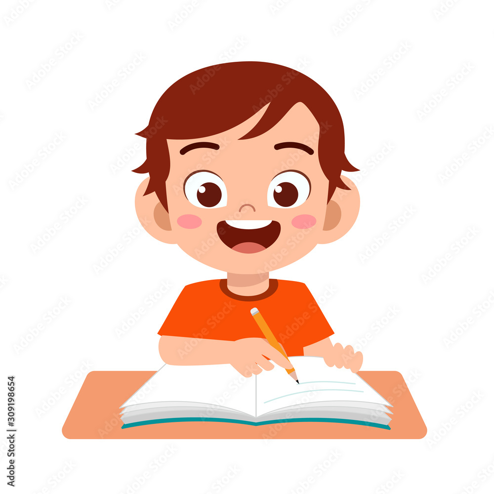happy cute kid boy study with smile happy cute kid boy study with smile