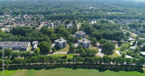 Dutch Village Called Beetsterzwaag, Neighborhood with Apartment Blocks, Friesland, Netherlands / Holland – 4K Drone Footage photo