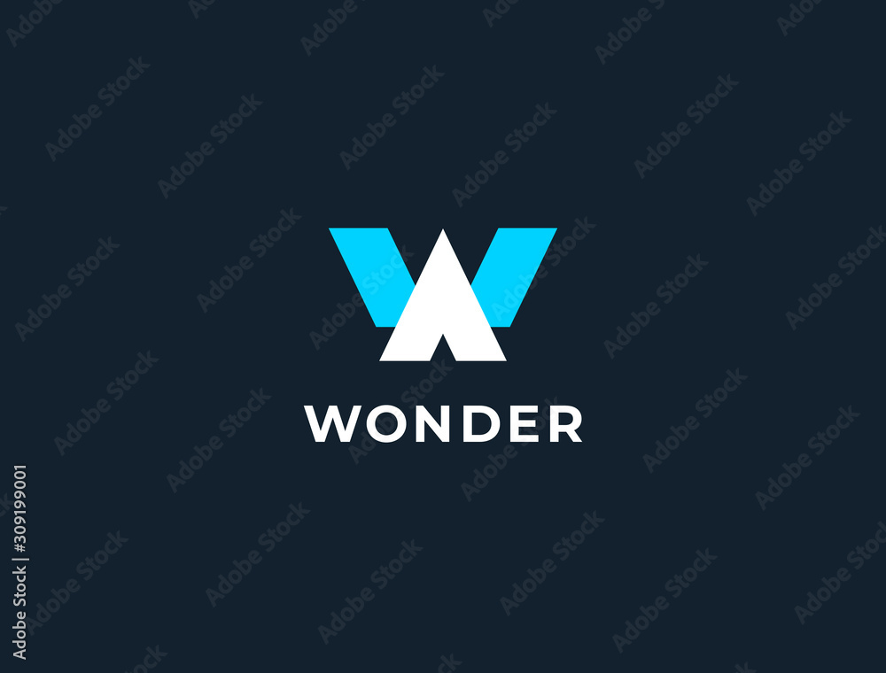 Obraz premium Unique geometric letter W logo template. Vector icon.
