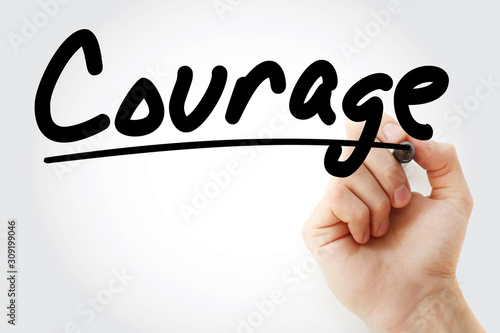 Courage text with marker, concept background