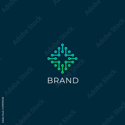 Abstract digital connection technology logo. Simple high tech design. Modern vector icon.