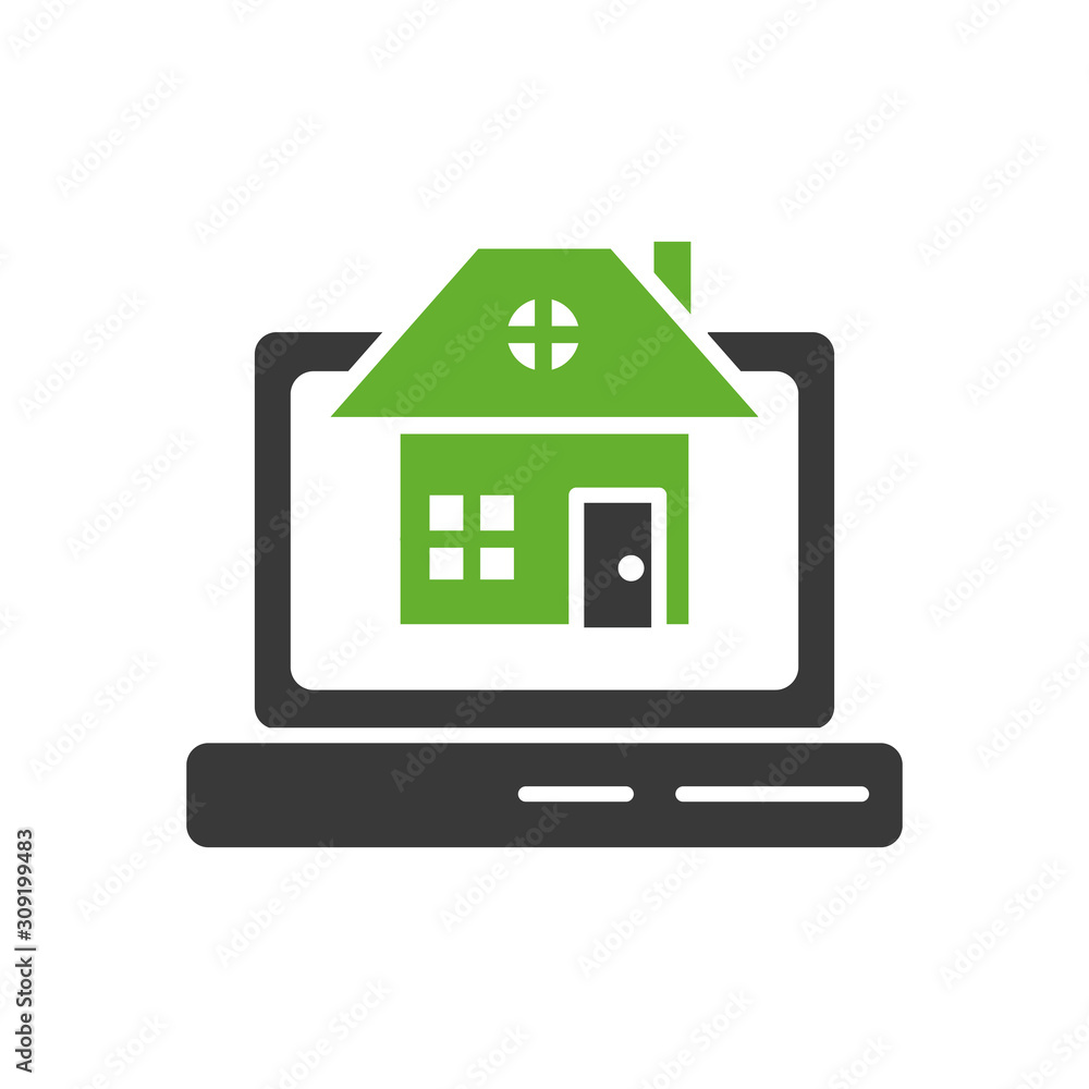 house front facade in laptop computer house front facade in laptop computer